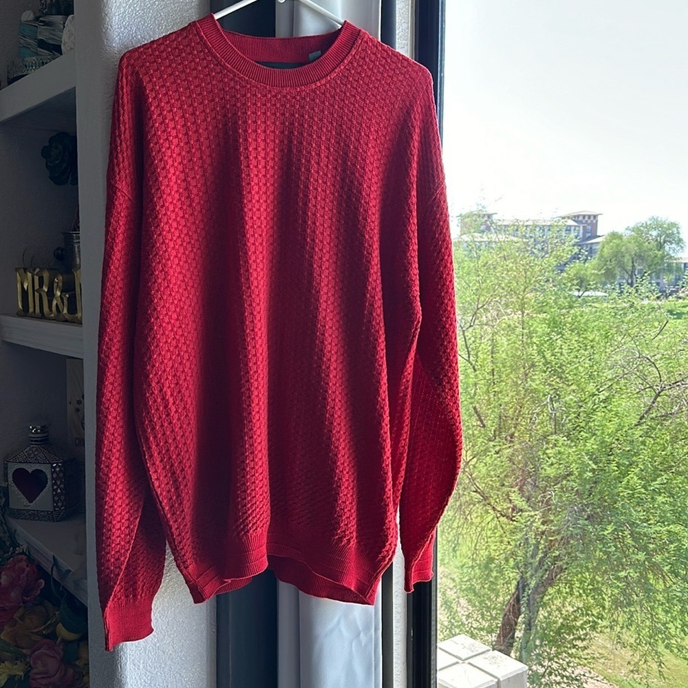 Tundra Canada Mercerized Cotton Lightweight Textured Sweater Red size Large - Picture 12 of 12